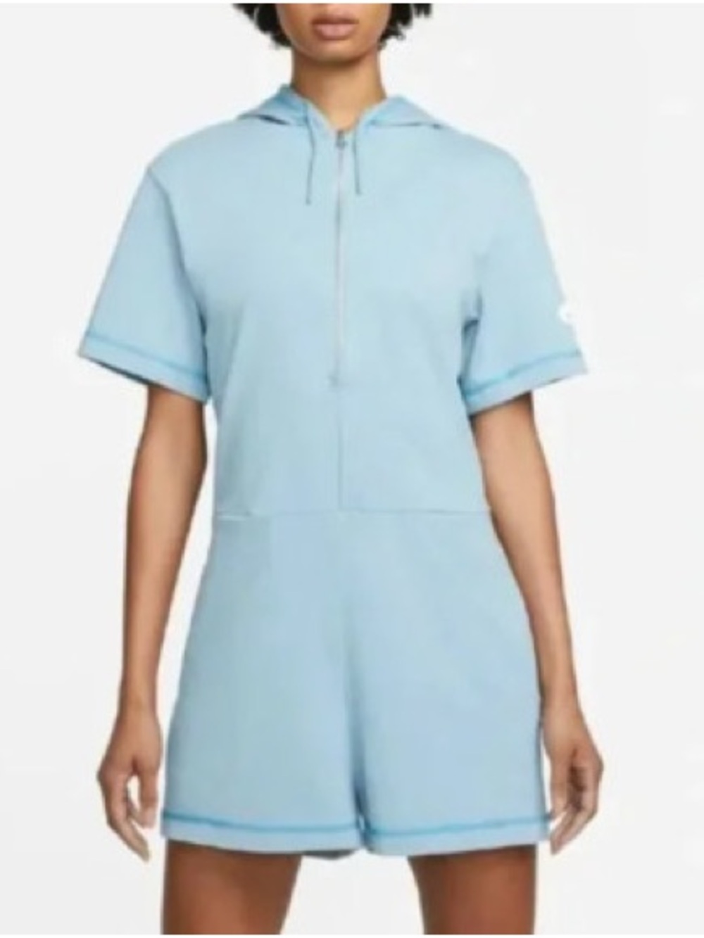 Nike Light Blue Hooded Short Romper
